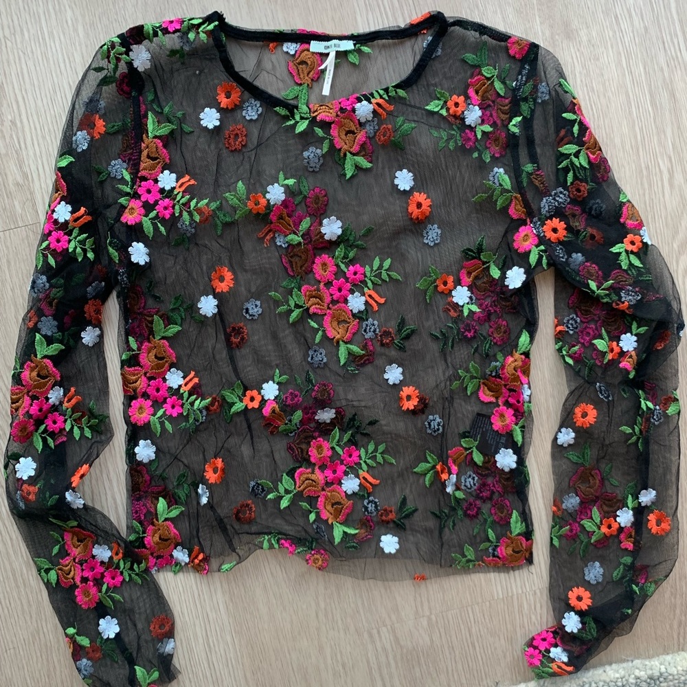Urban Outfitters Kimchi Blue Floral Mesh Top